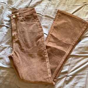 Brown High Waisted Corduroy Flare Jeans